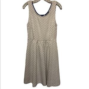 ModCloth Ivory and Blue Fit & Flare Dress Medium